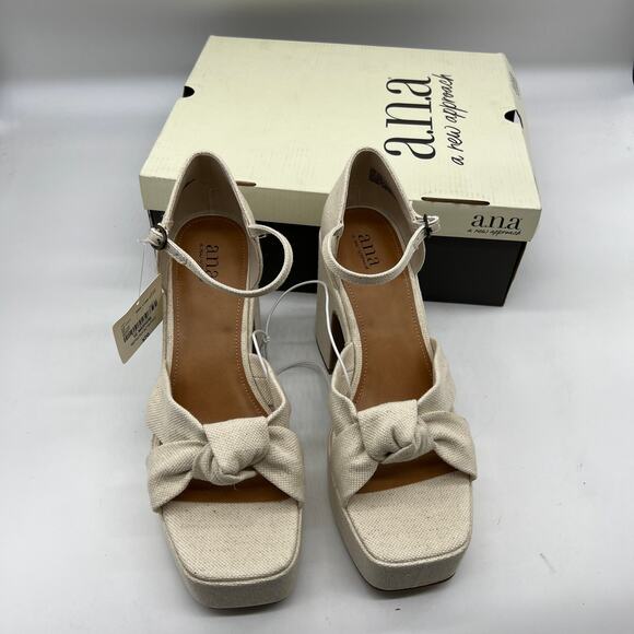 a.n.a Womens Holland Heeled Sandals Cream Natural Platform Size 10M - Picture 5 of 16